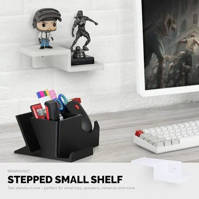 Alt view image 4 of 5 - BRAINWAVZ Drill Free Small Wall Mount Shelf for Security Cameras, Baby Monitors, Speakers, Routers, Plants & More, Strong Adhesive, Easy to Install, No Mess