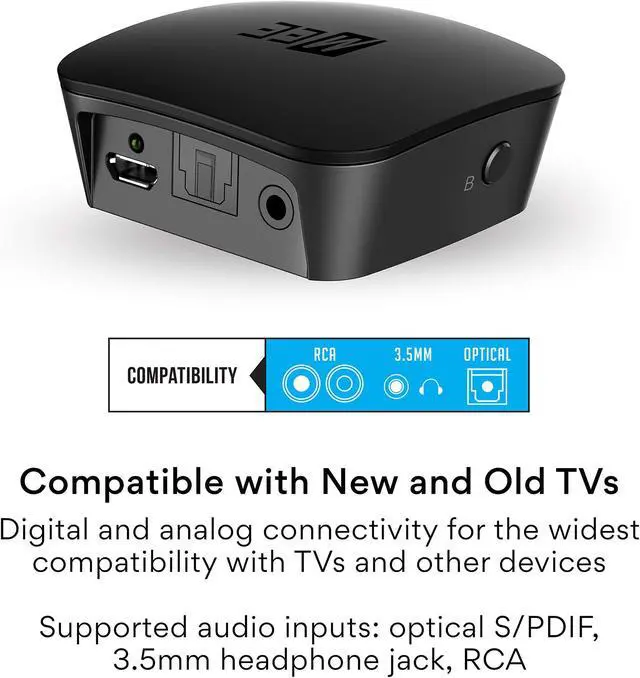 Alt view image 3 of 5 - MEE audio Connect T1CMA Bluetooth Over-Ear Wireless Headphones Headset for TV with no Audio Delay; includes Transmitter (Optical/AUX/RCA) and CinemaEAR Audio Enhancement for Seniors & Hard of Hearing