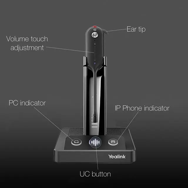 Alt view image 5 of 5 - Yealink WH63 Zoom Workplace Certified Headset with Headphones Stand Charger, Connects to Deskphone, PC, Made For Video Meeting on Teams, Zoom, RingCentral, Webex, Meet, Global Teck Microfiber Included