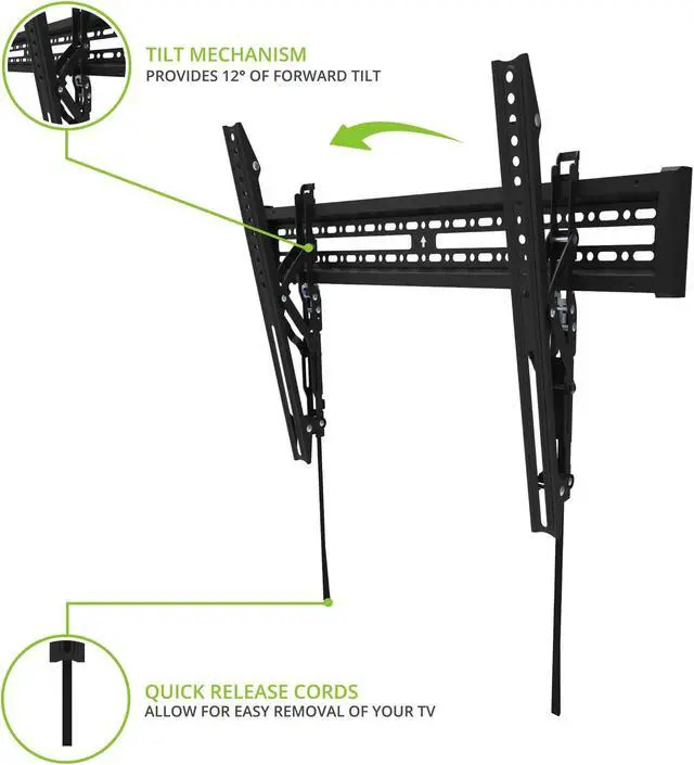 Alt view image 3 of 5 - Kanto KT3260 Tilting TV Wall Mount | Fits 32 to 60 Monitors | Fits VESA Sizes 100 x 100 to 600 x 400 | Tilt Mechanism | Quick Release Tabs | Solid Steel Construction | Dual Stud Wall Plate | Black