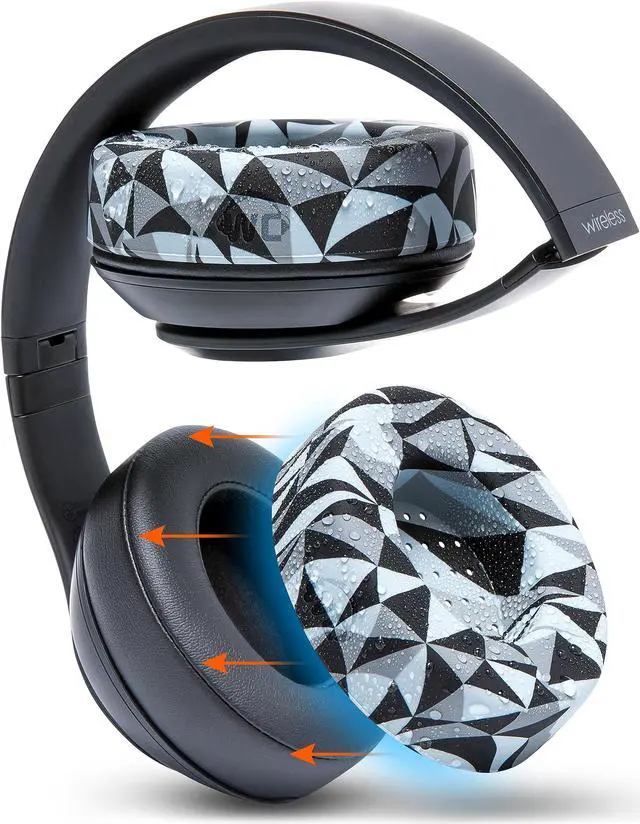 Main image of WC SweatZ Studio - Patented Earpad Covers for Beats Studio 3 (A1914) & Beats Studio 2 (B0500 /B0501), Made by Wicked Cushions | Sweatproof & Easily Washable | Geo Grey