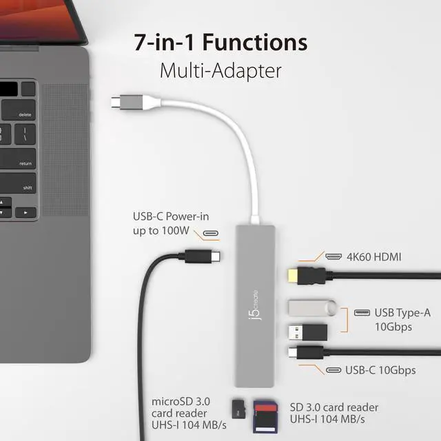 Alt view image 2 of 5 - j5create JCD390: 4K HDMI and USB 3.2 Adapter for DisplayPort Alt Mode USB-C