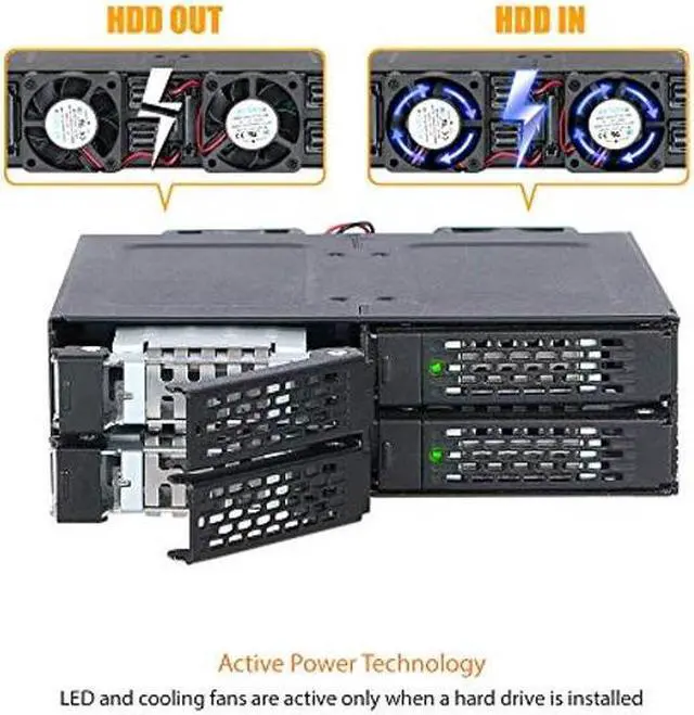 Alt view image 3 of 5 - ICY DOCK 4 Bay 2.5 NVMe U.2/U.3 SSD PCIe 4.0 Rugged Mobile Rack Enclosure for 5.25" Bay (4 x Mini-SAS HD) | ToughArmor MB699VP-B