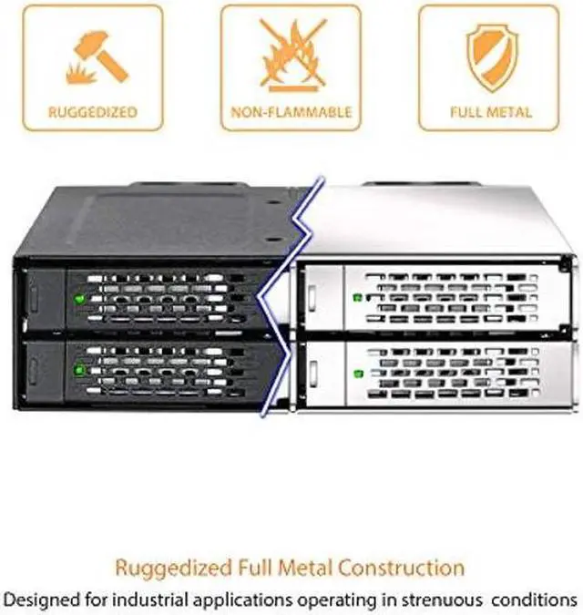 Alt view image 4 of 5 - ICY DOCK 4 Bay 2.5 NVMe U.2/U.3 SSD PCIe 4.0 Rugged Mobile Rack Enclosure for 5.25" Bay (4 x Mini-SAS HD) | ToughArmor MB699VP-B