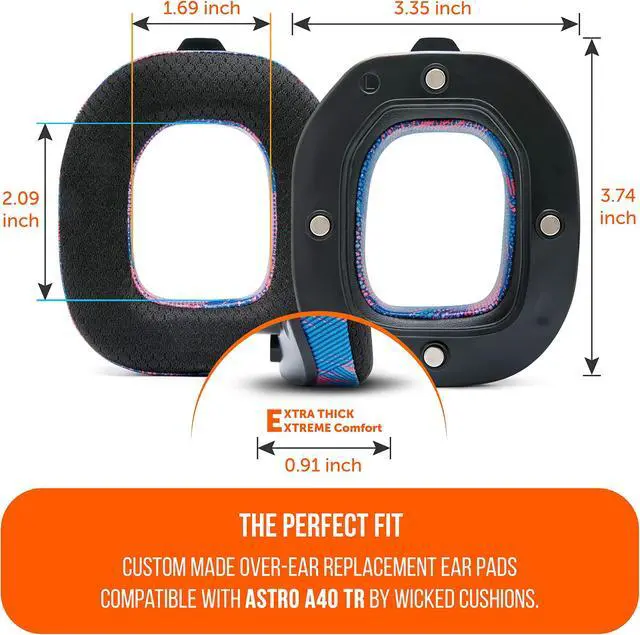 Alt view image 5 of 5 - WC Freeze A40- Hybrid Fabric Cooling Gel Replacement Earpads for Astro A40 TR Only, Made by Wicked Cushions, Improved Durability, Thickness and Sound Isolation | Speed Racer