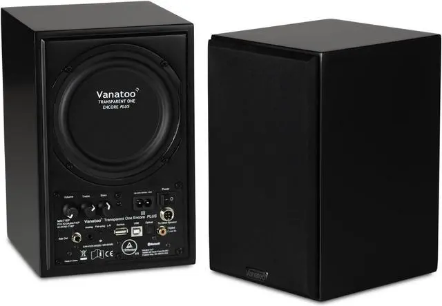 Main image of Vanatoo Black Transparent One Encore Plus Near Field Studio Monitor Speakers Pair for TV, PC, Gaming. Powered Speakers for Desktop and Room. AUX, USB, Bluetooth, Toslink Optical, Coax, Remote.