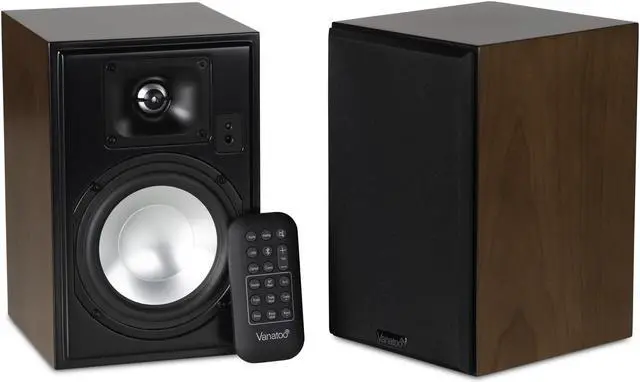 Alt view image 2 of 5 - Vanatoo Black Transparent One Encore Plus Near Field Studio Monitor Speakers Pair for TV, PC, Gaming. Powered Speakers for Desktop and Room. AUX, USB, Bluetooth, Toslink Optical, Coax, Remote.