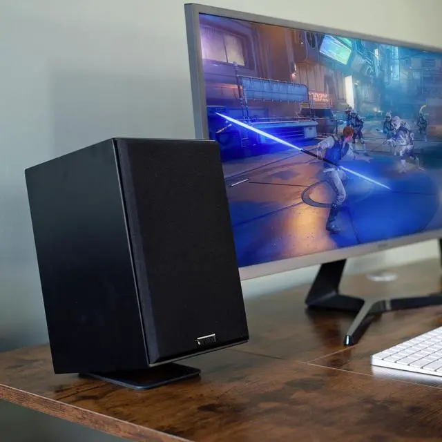 Alt view image 3 of 5 - Vanatoo Black Transparent One Encore Plus Near Field Studio Monitor Speakers Pair for TV, PC, Gaming. Powered Speakers for Desktop and Room. AUX, USB, Bluetooth, Toslink Optical, Coax, Remote.