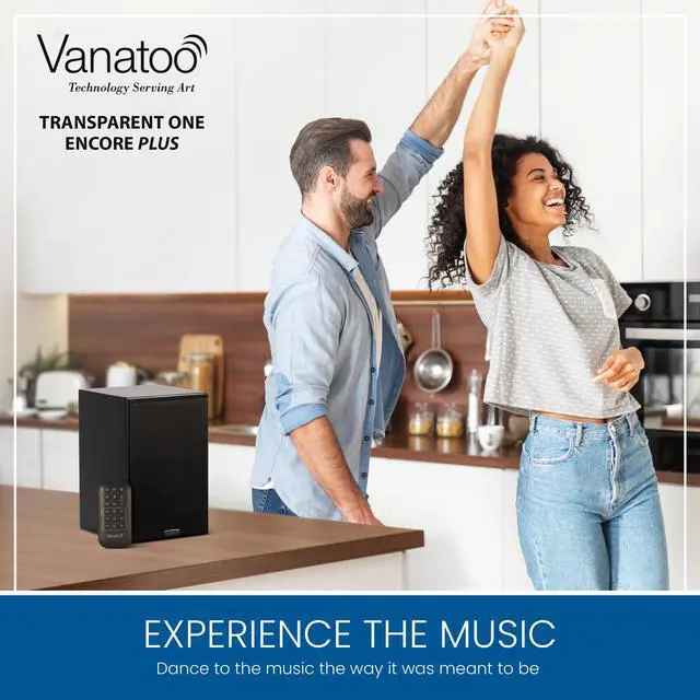 Alt view image 4 of 5 - Vanatoo Black Transparent One Encore Plus Near Field Studio Monitor Speakers Pair for TV, PC, Gaming. Powered Speakers for Desktop and Room. AUX, USB, Bluetooth, Toslink Optical, Coax, Remote.