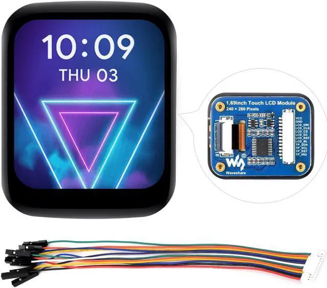 Main image of Waveshare 1.69inch Round LCD, Compatible with Raspberry Pi 5, Display Module with Touch Panel, Micro LCD Display, 240×280 Resolution, IPS, SPI and I2C Communication, 262K Display Color