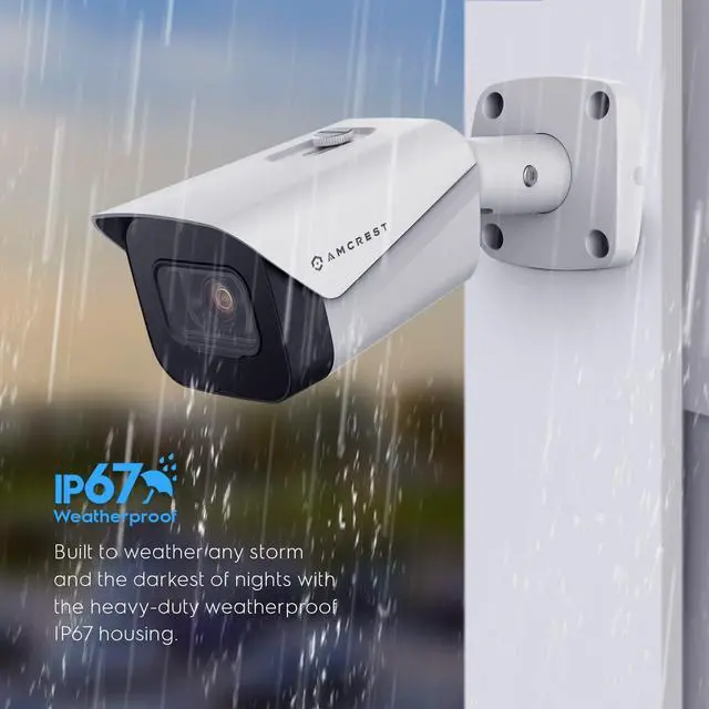 Alt view image 4 of 5 - Amcrest UltraHD 4K (8MP) Outdoor Bullet POE IP Camera, 3840x2160, 98ft NightVision, 2.8mm Lens, IP67 Weatherproof, MicroSD Recording, White (IP8M-2496EW-V2)