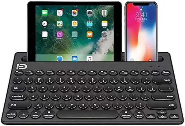 Main image of Attoe Wireless Keyboard, Dual Channel Multi-Device Universal Cute Wireless Bluetooth Keyboard Portable Slim with 20m Connection Distance for Tablet Smart Phone PC Windows Android iOS Mac (Black)