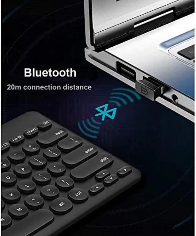 Alt view image 3 of 5 - Attoe Wireless Keyboard, Dual Channel Multi-Device Universal Cute Wireless Bluetooth Keyboard Portable Slim with 20m Connection Distance for Tablet Smart Phone PC Windows Android iOS Mac (Black)