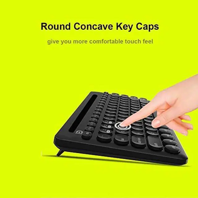 Alt view image 5 of 5 - Attoe Wireless Keyboard, Dual Channel Multi-Device Universal Cute Wireless Bluetooth Keyboard Portable Slim with 20m Connection Distance for Tablet Smart Phone PC Windows Android iOS Mac (Black)