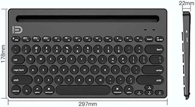 Alt view image 4 of 5 - Attoe Wireless Keyboard, Dual Channel Multi-Device Universal Cute Wireless Bluetooth Keyboard Portable Slim with 20m Connection Distance for Tablet Smart Phone PC Windows Android iOS Mac (Black)