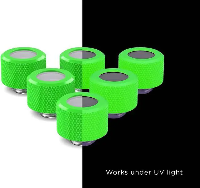 Alt view image 2 of 4 - PrimoChill 14mm OD Rigid SX Fitting - 6 Pack - UV Green