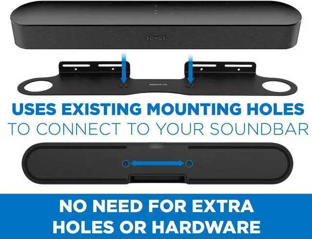 Alt view image 5 of 5 - Mount-It! Soundbar Mount for Sonos Beam, Compatible with Generation 1 & 2, Sonos Beam Mounting Bracket Under TV, Includes All Necessary Mounting Hardware, Black