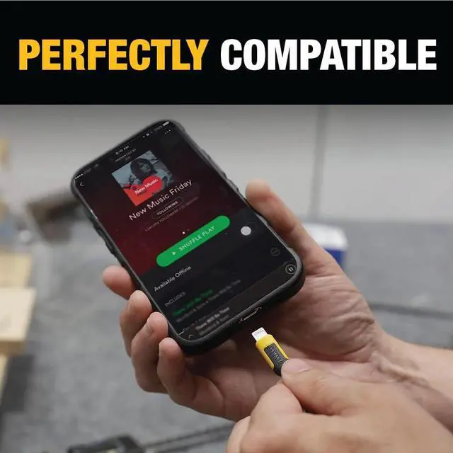 Alt view image 5 of 5 - DEWALT Heavy Duty Earphones for Lightning, Compatible w/Apple iPhone Headphones Wired, Jobsite Water-Resistant for iPhone Headphones Wired Lightning, Corded Earphones for iPhones 14 and Older