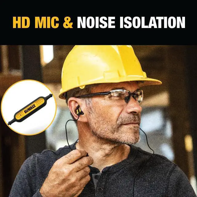 Alt view image 3 of 5 - DEWALT Heavy Duty Earphones for Lightning, Compatible w/Apple iPhone Headphones Wired, Jobsite Water-Resistant for iPhone Headphones Wired Lightning, Corded Earphones for iPhones 14 and Older