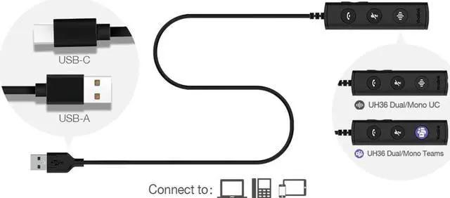 Alt view image 4 of 4 - Yealink UH36 Series Headset, Wired Single-Ear | Teams Certified (UH36 Mono)
