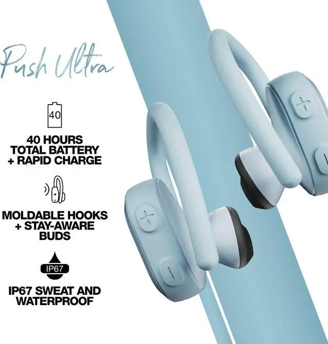 Alt view image 3 of 5 - Skullcandy Push Ultra True Wireless In-Ear Earbuds - Bleached Blue