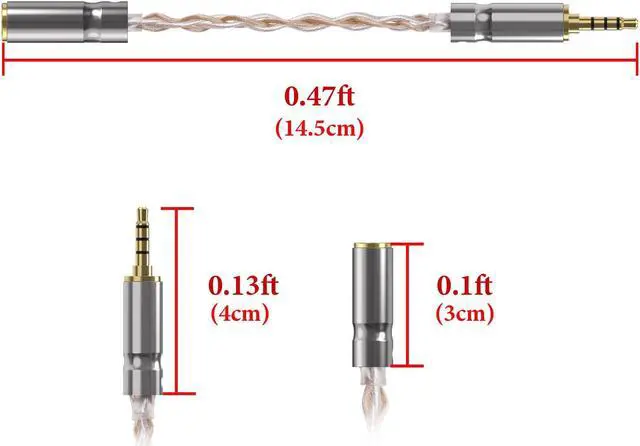 Alt view image 3 of 5 - Geekria 2.5mm Balanced Male to 3.5mm Balanced Female Headphones Adapter, Copper and Silverplated Upgrade Cable Conversion Audio Dongle Cable (0.47ft)
