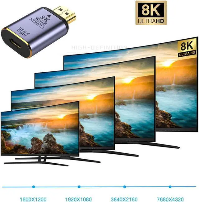 Alt view image 3 of 5 - xiwai USB-C Type C Female Source to HDMI Sink HDTV Adapter 8K@60hz 4K@120hz for Tablet & Phone & Laptop