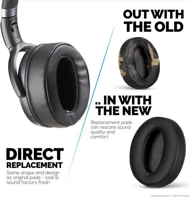 Alt view image 4 of 5 - Replacement Earpads for Sennheiser HD 4.50, HD 350BT, HD 4.40BT, HD 4.50BT, HD 4.50BTNC, HD 450BT. Soft PU Leather, Extra Comfort & Durability by Brainwavz (Black)