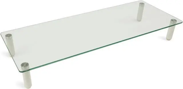 Alt view image 3 of 5 - Mount-It! Glass Desktop Monitor Stand Riser | Raised Laptop Stand Organizer | 22 Inches Wide Clear Tempered Glass | Computer Screen TV and Office Desk Organization Supplies | Supports up to 44 Pounds