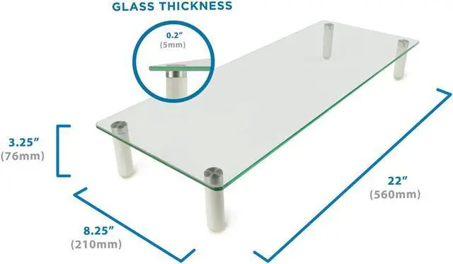 Alt view image 5 of 5 - Mount-It! Glass Desktop Monitor Stand Riser | Raised Laptop Stand Organizer | 22 Inches Wide Clear Tempered Glass | Computer Screen TV and Office Desk Organization Supplies | Supports up to 44 Pounds