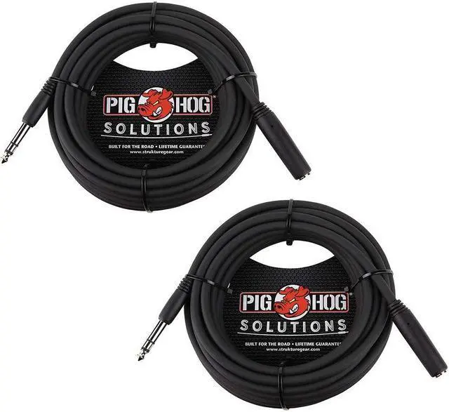 Main image of Pig Hog PHX14-25 1/4" TRSF to 1/4" TRSM Headphone Extension Cable, 25 Feet (2-Pack)