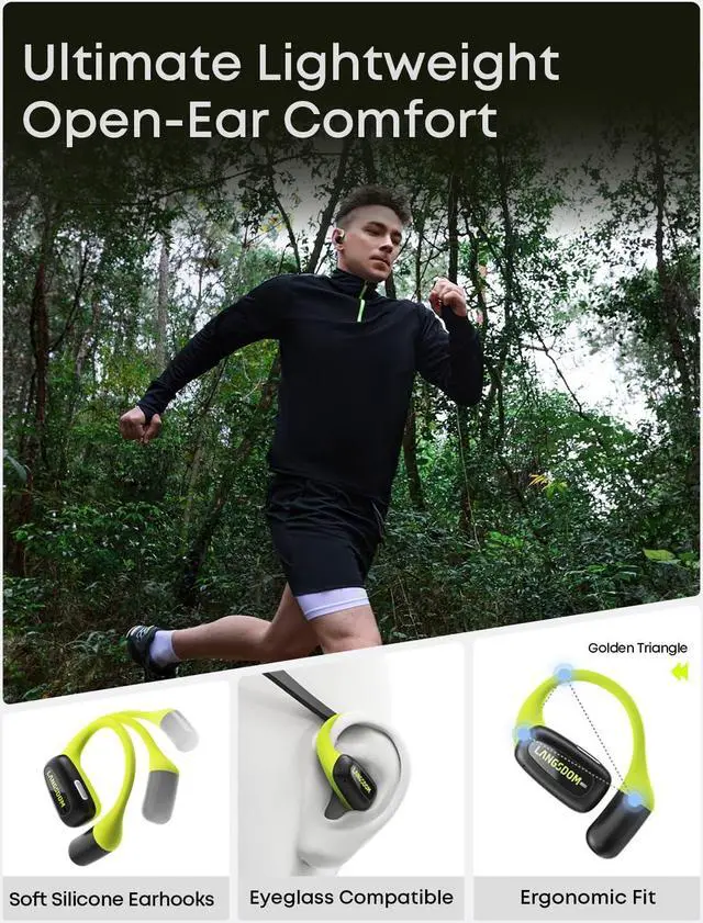 Alt view image 3 of 5 - Langsdom AirFit Open Ear Headphones, Bluetooth 5.4 Wireless Ear Hook Earbuds with Mic, 24H Battery Life Lightweight Comfort Earphones for Broadcasts Office Outdoor Sports