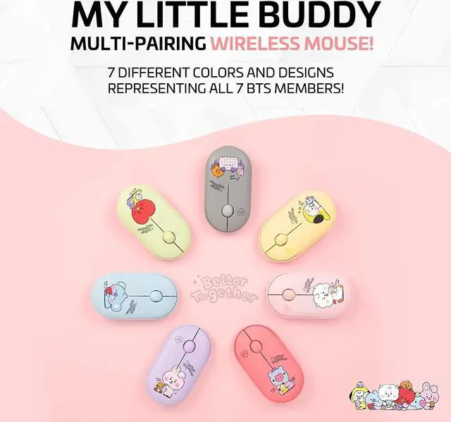 Alt view image 2 of 5 - ROYCHE BTS Inspired Characters Multi Pairing Wireless Mouse, Little Buddy Baby Better Together Edition, All in Their Own Cute Style & Colors (SHOOKY)