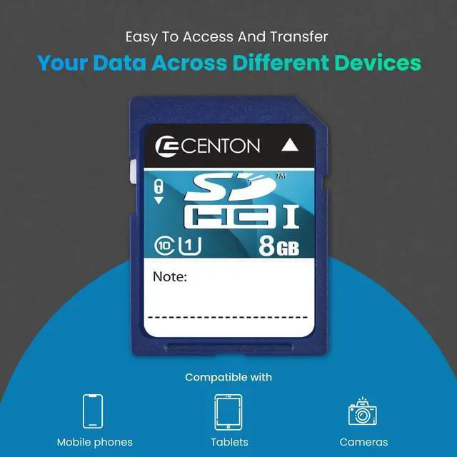 Alt view image 4 of 5 - Centon Electronics MP Essential SDHC Card, Ultimate Memory Card for Phones, Tablets, Cameras, and More, UHS1, 8GB, 5 Bulk Pack