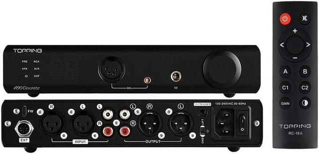 Topping A90 Discrete Fully Discrete Balanced Headphone Amplifier HiFi NFCA  4Pin XLR/4.4MM Balanced/6.35MM SE Out 9800mWx2 Desktop Headphone Amp Preamp  with Remote Control (Black) - Newegg.com