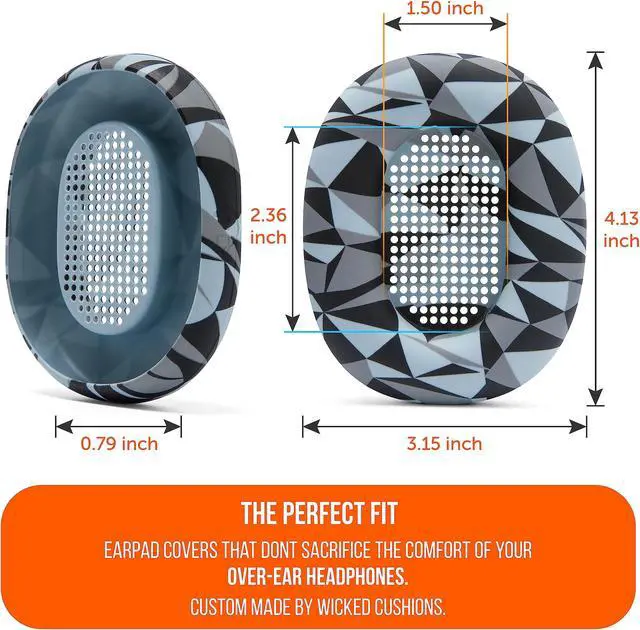 Alt view image 5 of 5 - WC SweatZ XM5 - Patented Earpad Sweat Covers for Sony WH1000XM5 by Wicked Cushions | Full 360 Earpad Protection | Sweatproof & Easily Washable | Geo Grey