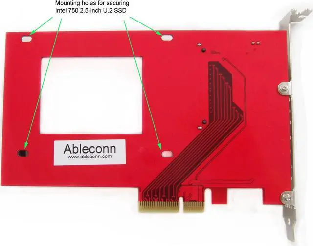 Alt view image 4 of 5 - Ableconn PEXU2-132 NVMe 2.5-inch U.2 (SFF-8639) SSD PCIe 4.0 x4 Carrier Adapter Card - for 2.5-inch U.2 NVMe SSD - U.2 to PCIe - PCIe Adapter for U.2 Drive