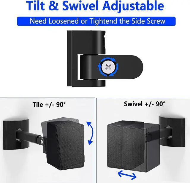 Alt view image 4 of 5 - Aiweiwa Speaker Wall Mount Ceiling Speaker Mount for Samsung 9500S Rear Speaker Mount, Tilt and Swivel Adjust Speaker Mounts for Samsung SWA-9500S/ZA