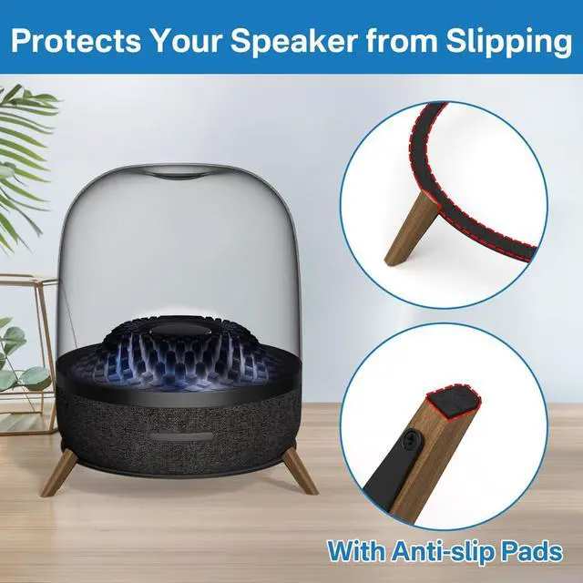 Alt view image 4 of 5 - Metal Desktop Speaker Stand for Harman Kardon Aura Studio 4, Aura Studio 3, Soundsticks 4 Speaker Desk Stand - Space Saving Table Desk Stand for Harman Kardon Soundsticks 4, Aura Studio 3, 4 Speaker