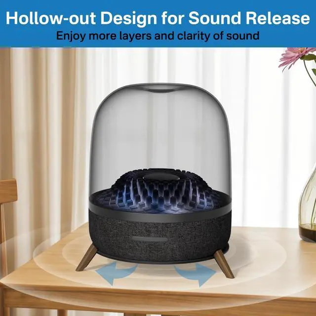 Alt view image 3 of 5 - Metal Desktop Speaker Stand for Harman Kardon Aura Studio 4, Aura Studio 3, Soundsticks 4 Speaker Desk Stand - Space Saving Table Desk Stand for Harman Kardon Soundsticks 4, Aura Studio 3, 4 Speaker