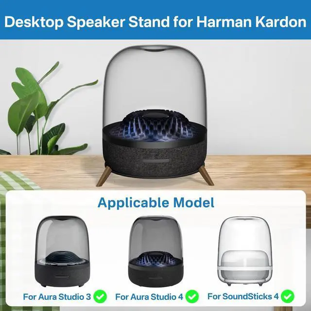 Alt view image 2 of 5 - Metal Desktop Speaker Stand for Harman Kardon Aura Studio 4, Aura Studio 3, Soundsticks 4 Speaker Desk Stand - Space Saving Table Desk Stand for Harman Kardon Soundsticks 4, Aura Studio 3, 4 Speaker