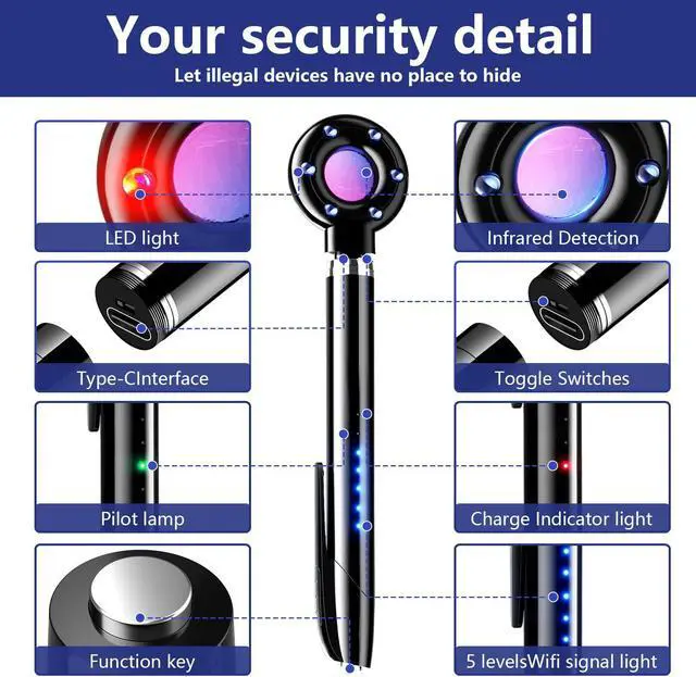 Alt view image 2 of 5 - AOIRUO Hidden Camera Detectors,Bug and Hidden Camera Detector,Anti Hidden Devices Spy Camera Finder RF Detector GPS Tracker,Inside Security Camera Detector for Hotels