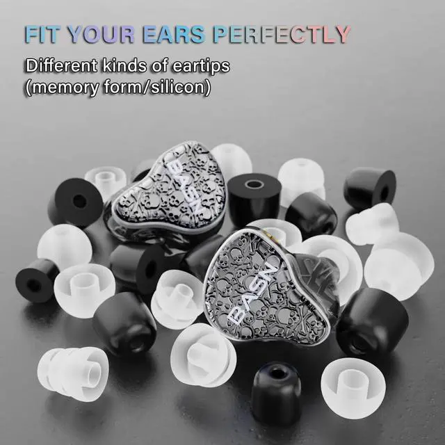 Alt view image 4 of 5 - BASN Bmaster5 in Ear Monitors, 5 Drivers Drummer Headphones with Powerful Bass, Noise Isolation IEM Earbuds with Detachable MMCX Sliver-plated OFC Cable for Musicians (Midnight Black, MMCX)