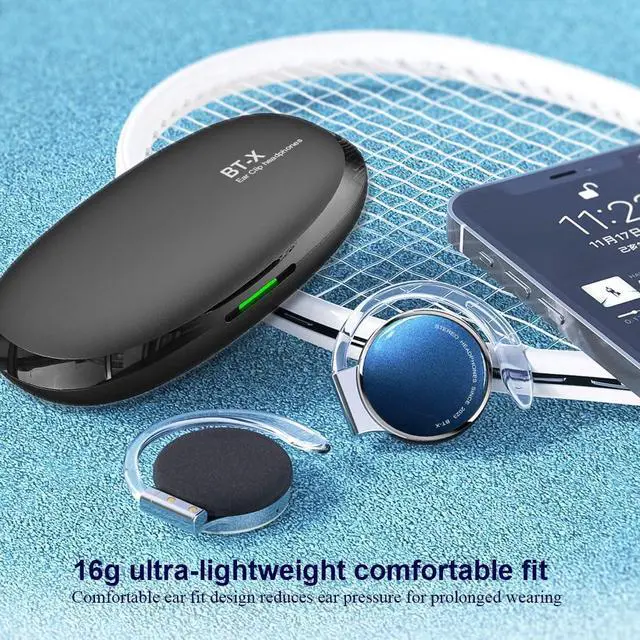 Alt view image 5 of 5 - BEVCEFCC Earhooks Sports Headphones Wireless Earbuds Bluetooth 5.3 Open Ear Headphones Clip on Earphones Open Ear Earbuds Sports Headset Clips On Earbuds Sport Workouts Fashionable Headphones (Blue)