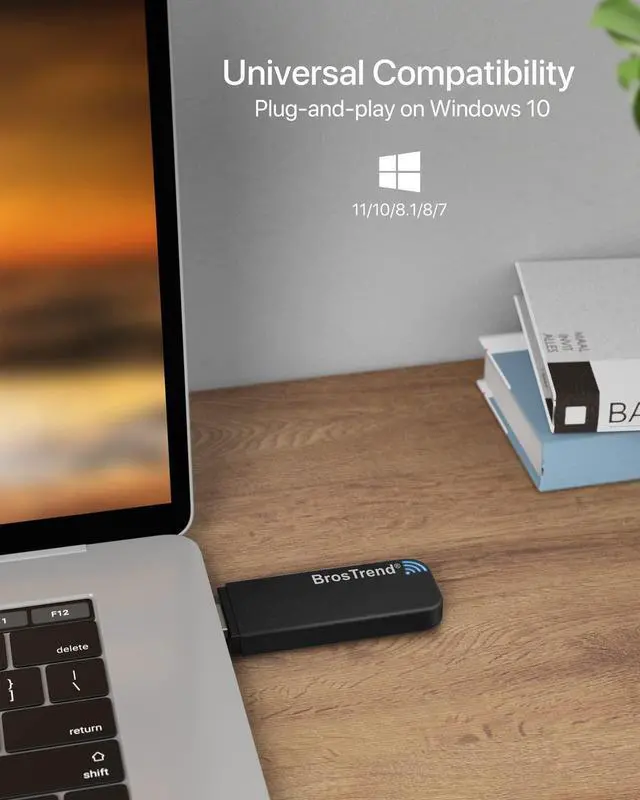 Alt view image 4 of 5 - BrosTrend 1200Mbps USB WiFi Network Adapter for Laptop, Desktop PC of Windows 11/10/8/7, USB 3.0, Wireless Adaptador AC1200 Dual Band 5GHz/2.4GHz