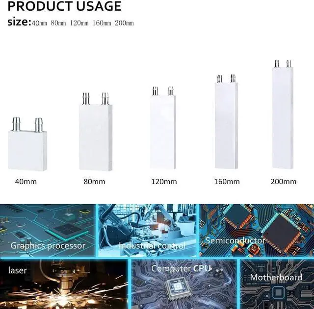 Alt view image 4 of 5 - Clyxgs Aluminum Water Cooling Block,Liquid Cold Water Plate Heat Sink Water-Cooled Exchanger Head semiconductor Refrigeration Sheet CPU Graphics Radiator Heatsink Endothermic Head(40 x 160 x 12mm)2pcs