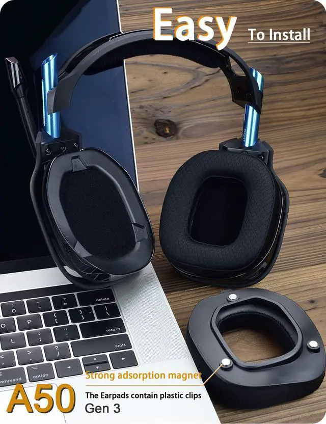 Alt view image 5 of 5 - A50 Gen 3 Mod Kit - defean Replacement Earpads and Headband Compatible with Astro A50 Gen 3 Headset,Ear Cushions, Upgrade High-Density Noise Cancelling Foam, Added Thickness (Black Breathable Fabric)