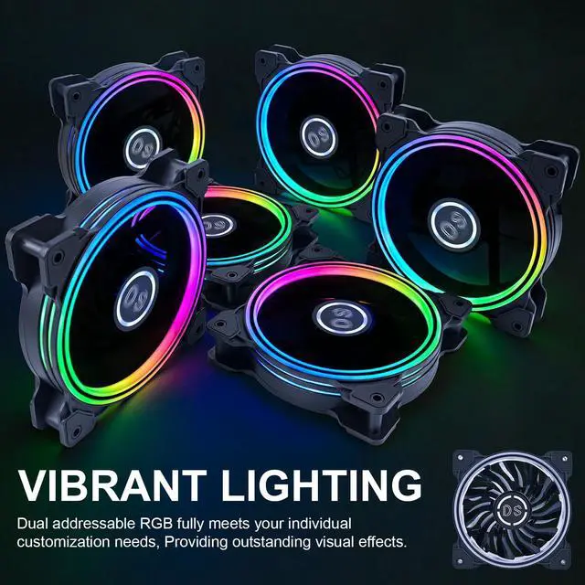 Alt view image 2 of 5 - DS 120MM LED Addressable RGB Case Fan with Controller for Computer Cases, Side Lighting for PC CASE, CPU Coolers, Radiators System (3pack RGB Fans, 2pack LED Strips, 1th Gen DS HUB Box, G Series)