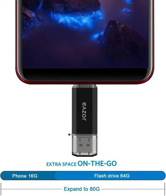 Alt view image 4 of 5 - Type C Flash Drive, 2 in 1 OTG USB C+ USB 3.0 Dual Drive Waterproof Memory Stick with Keychain Metal for Computer, MacBook,Google's Chromebook Pixel,Samsung Galaxy (TYPE-C256GB 3.0)