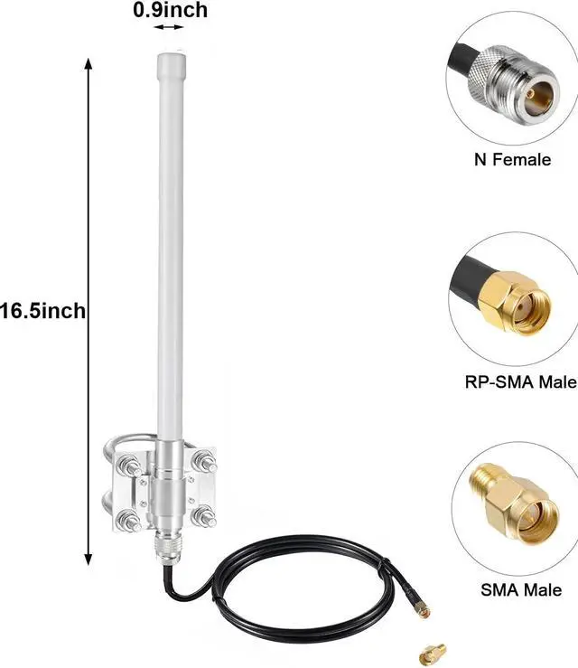 Alt view image 2 of 5 - Lora 915mhz Antenna 5.8dbi Long Range Antenna with 10ft Cable for Helium Hotspot Nebra Bobcat 300 SenseCAP M1 Hotspot Finestra HNT Miner& Meshtastic LORA32 915MHz ESP32 LoRa OLED Board
